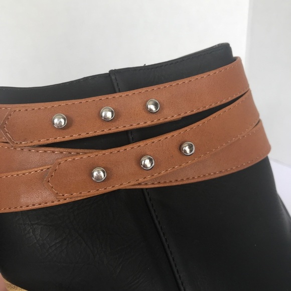 Qupid open toe heeled booties black tan 8 - Picture 8 of 8